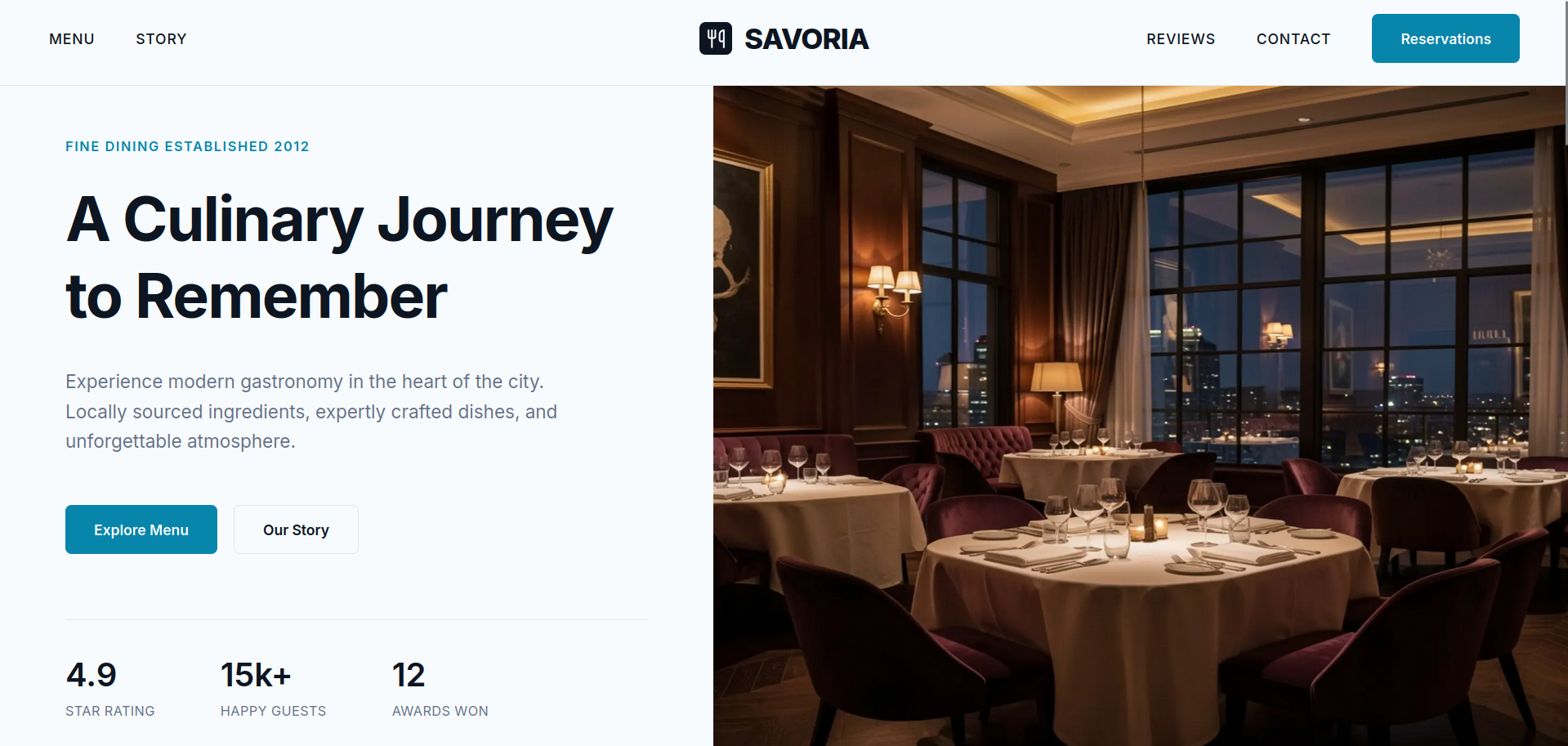 Screenshot of Restaurant Template (Version 2)